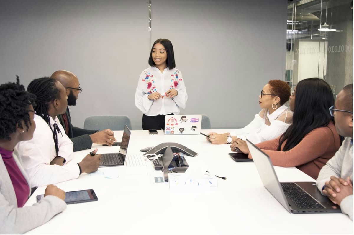 Team collaborating on a project